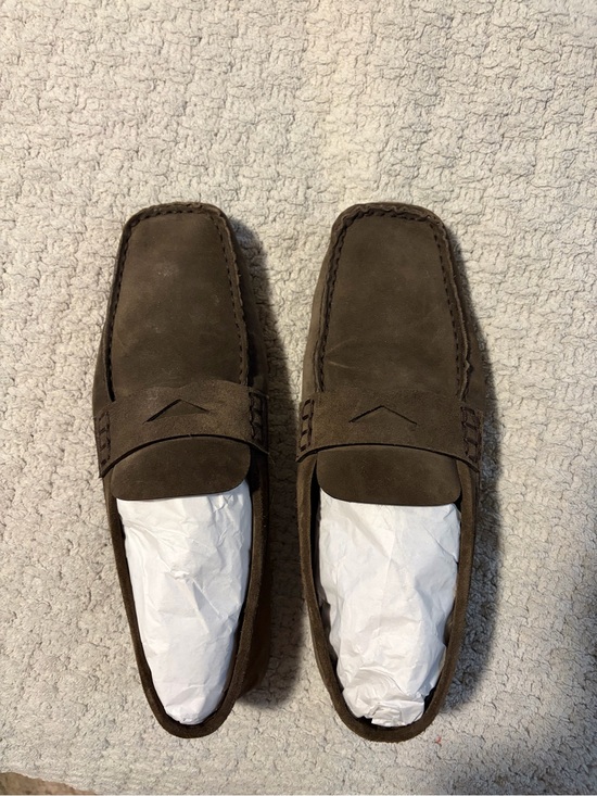 KHAITE Shoes - KHAITE Dark Gray Suede Penny Loafers
